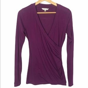 🌸 Cabi Purple Hanky Cross Wrap Long Sleeve Top L #790